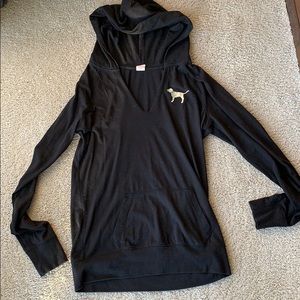 VS PINK black hoodie with v neck